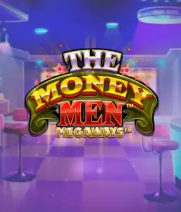 Experience the thrilling world of The Money Men Megaways game by Pragmatic Play, showcasing a striking logo with glittering stars on a luxurious casino backdrop. This graphic portrays the excitement and glamour of high-stakes gambling with its stunning design and colorful ambiance. Great for casino enthusiasts looking for a taste of Vegas. 