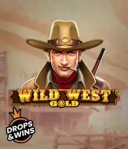  Encounter the rugged sheriff of "Wild West Gold," a thrilling slot game by Pragmatic Play. The graphic depicts a stern-faced sheriff with a golden star badge, framed by a dusty Old West town backdrop. The game's title is boldly featured in a stylized font, complementing the theme of adventure and law enforcement in the wild frontier. 